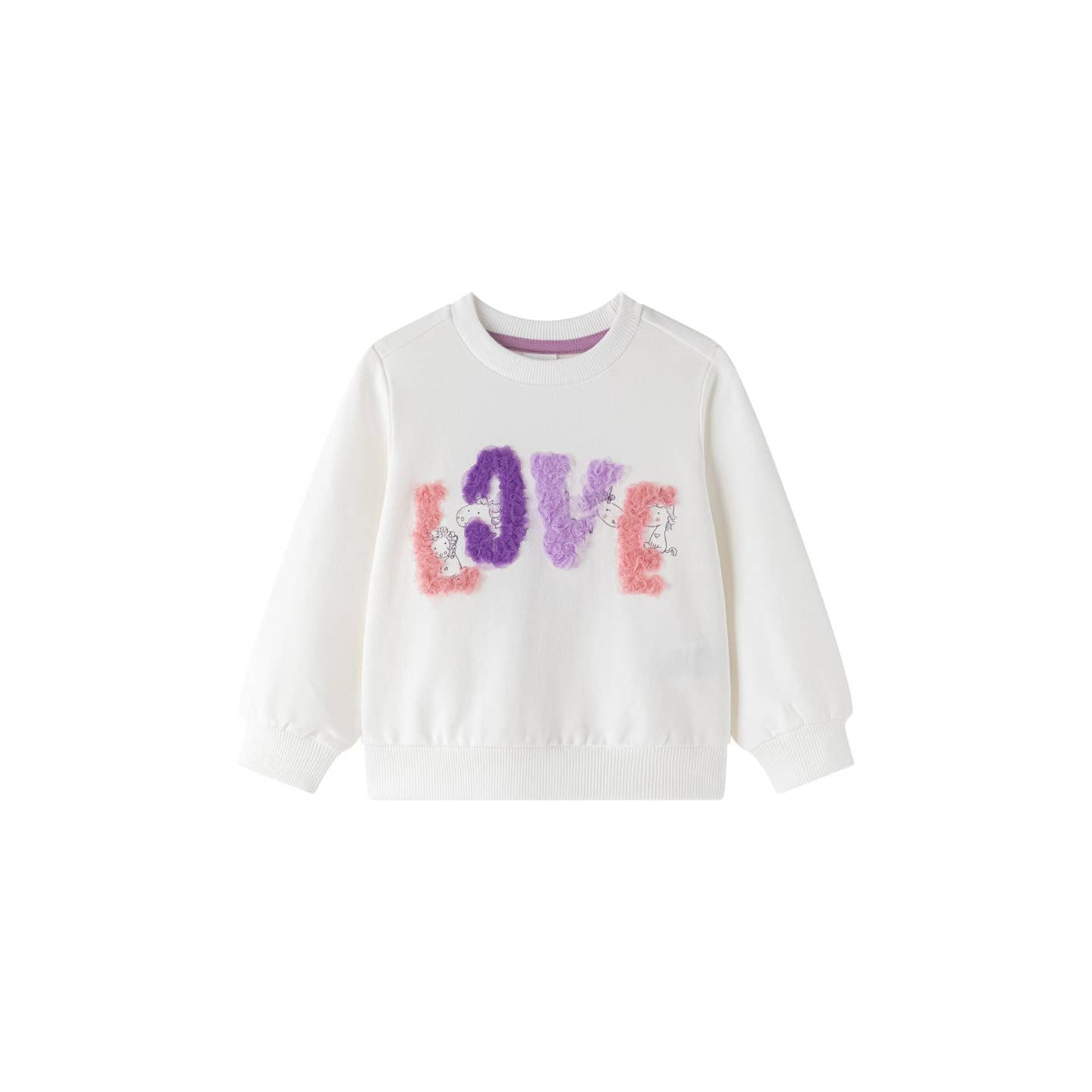 Trui met Tule Letter en leuke Print