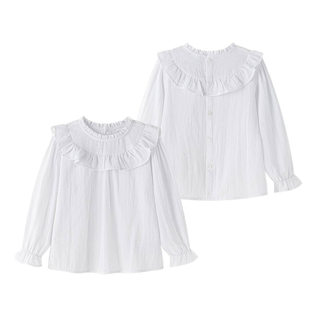 Elegante blouse met lange mouwen en volantkraag