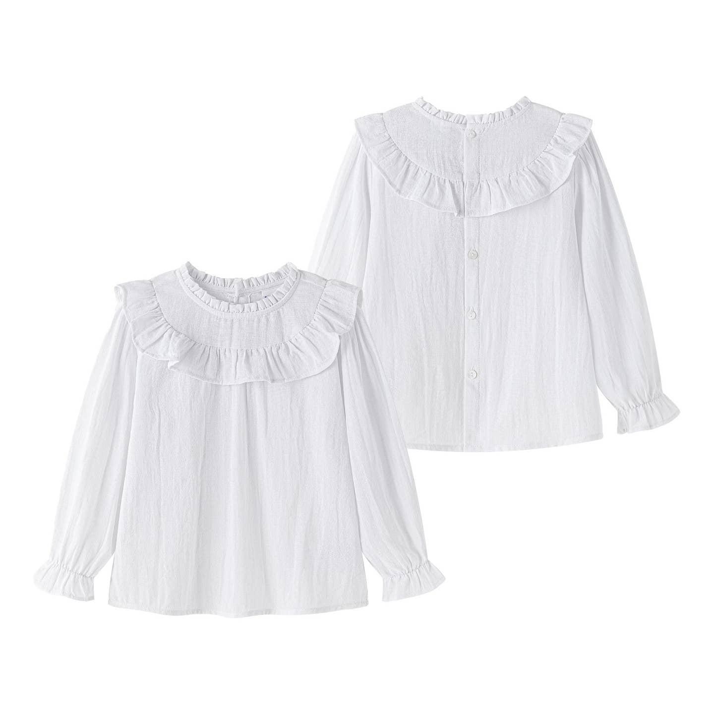 Elegante blouse met lange mouwen en volantkraag
