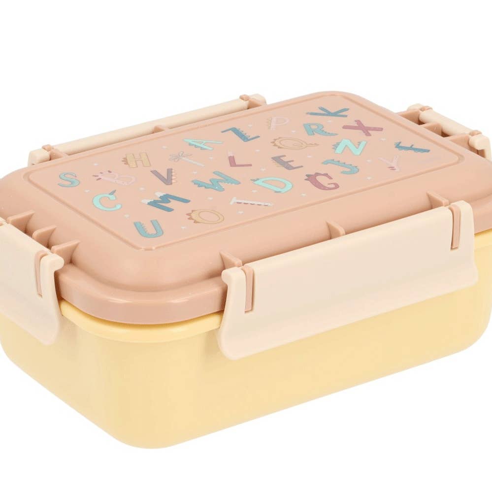 Lunchbox met gekke letters