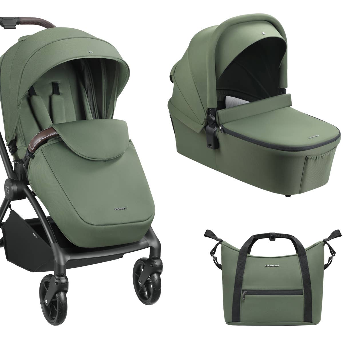 Kara Legergroen 2025 Kinderwagen 2in1 met Reiswieg