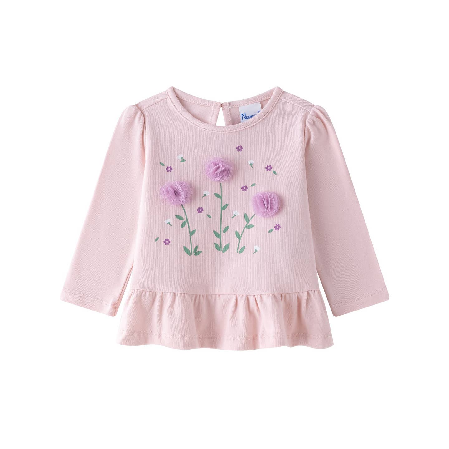 T-shirt met lange mouwen, Glitterbloemen