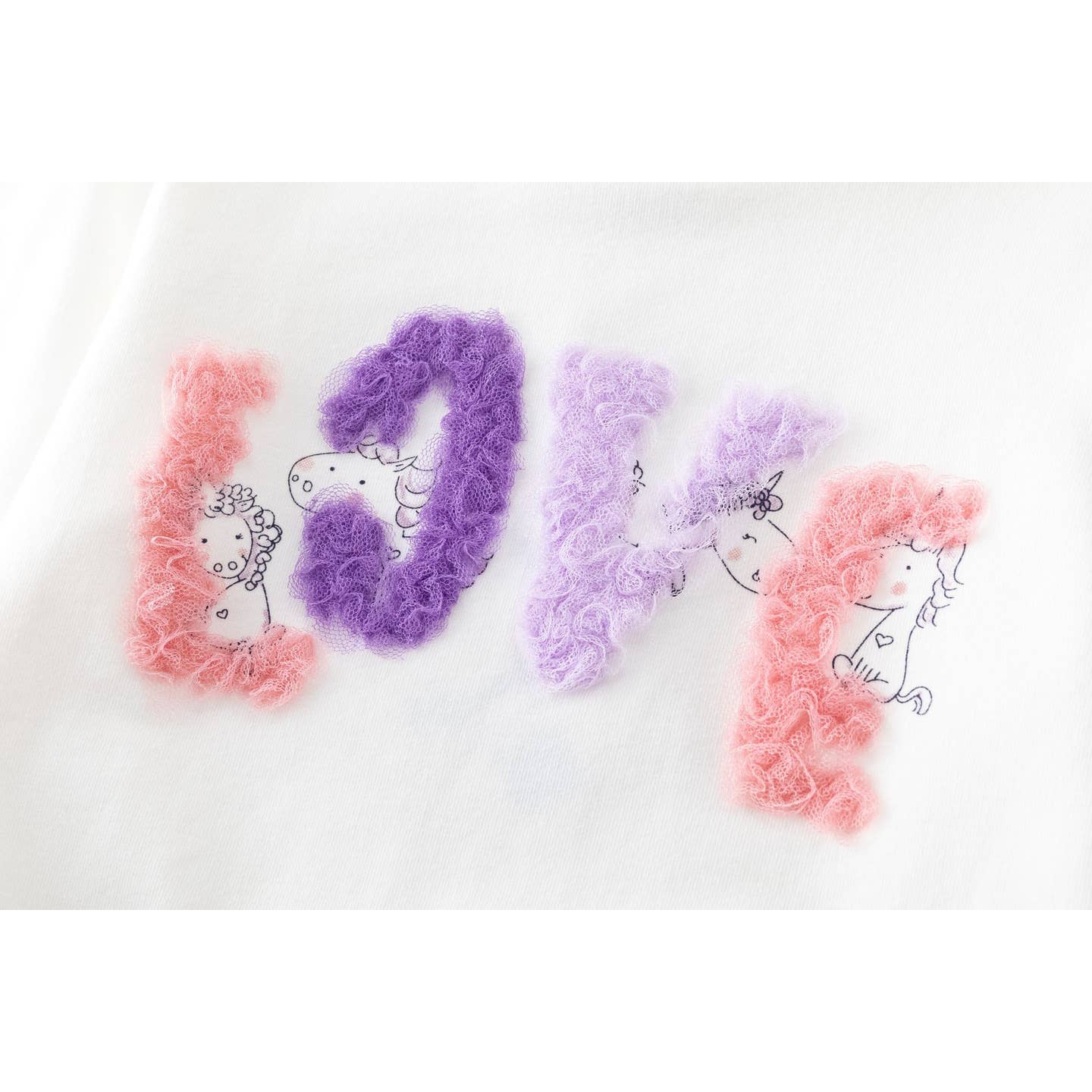 Trui met Tule Letter en leuke Print