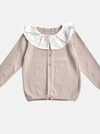 Gebreide Meisjesvest met Mousseline Kraag