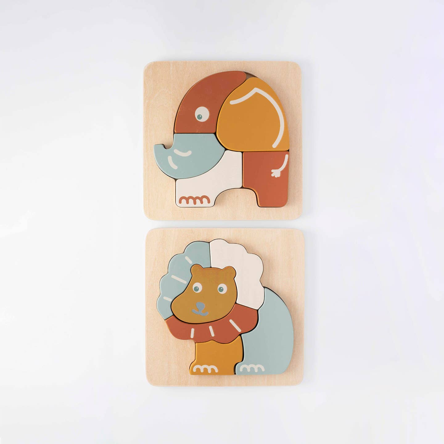 2 Houten Puzzels Leeuw & Olifant