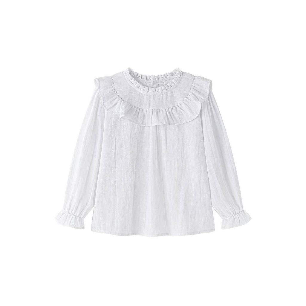 Elegante blouse met lange mouwen en volantkraag